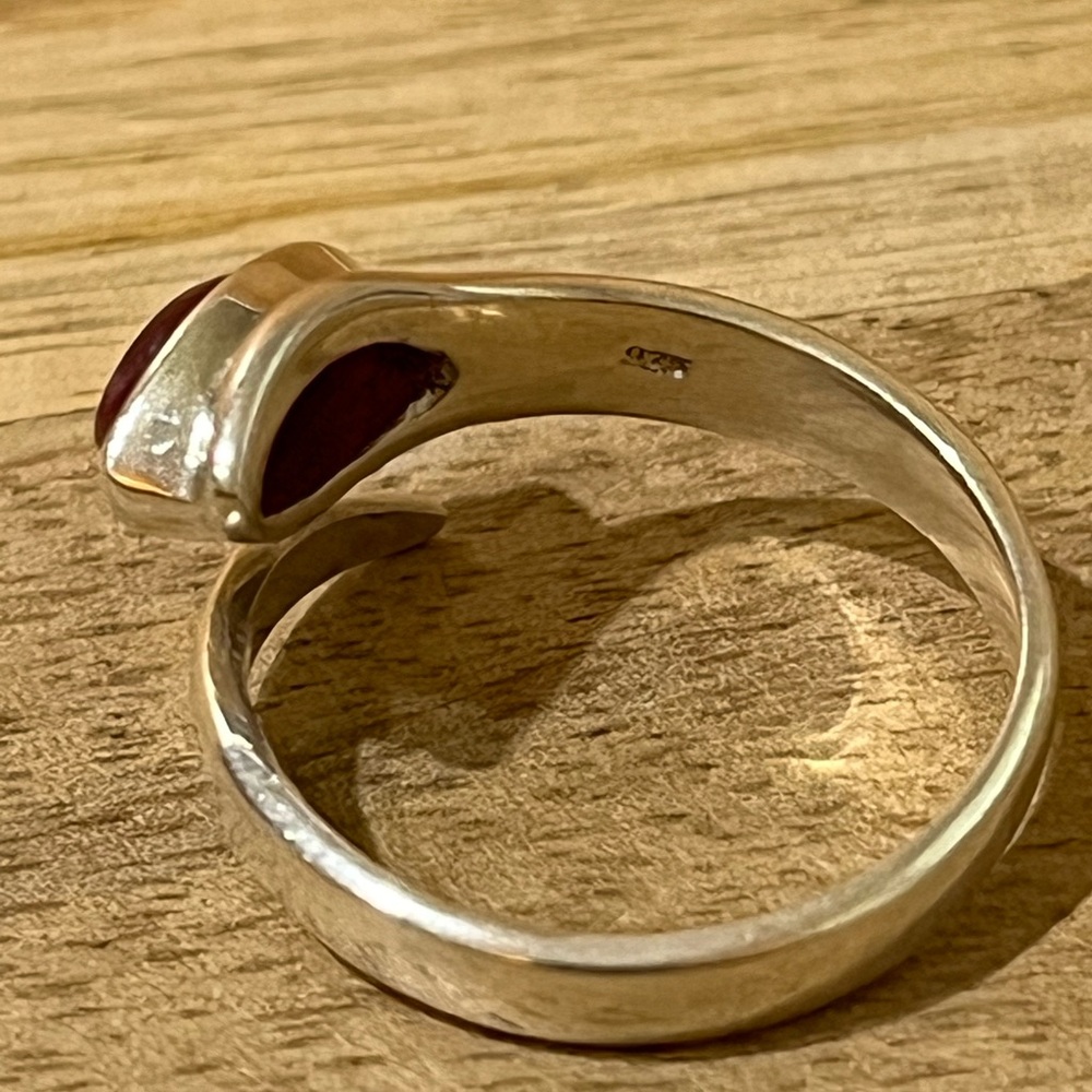 925 Solid Sterling Silver Bypass Style Garnet Gem… - image 5